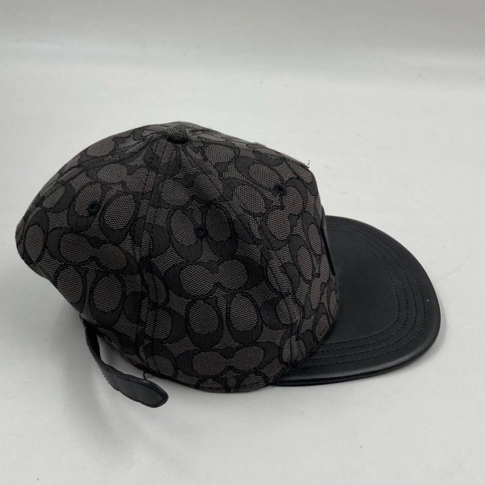 Men’s Coach Charcoal Black Cap with Jacquard Leather Brim - Picture 2 of 2
